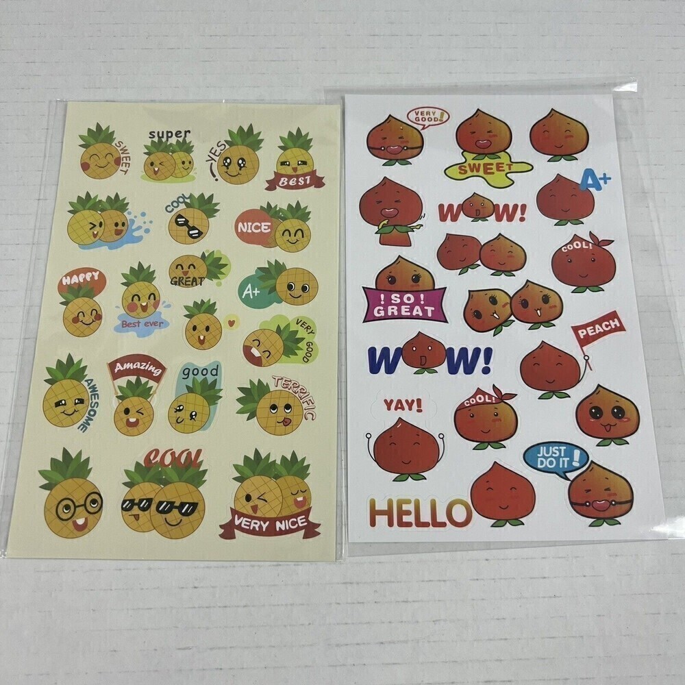 Stinky stickers scratch n sniff Still SMELLS, peach and pineapple